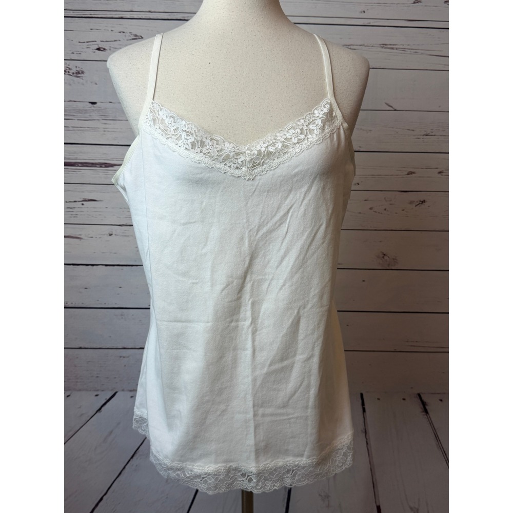 Christopher & Banks Camisole Large White Lace Adjustable Cami NWT Y2K 90s 80s